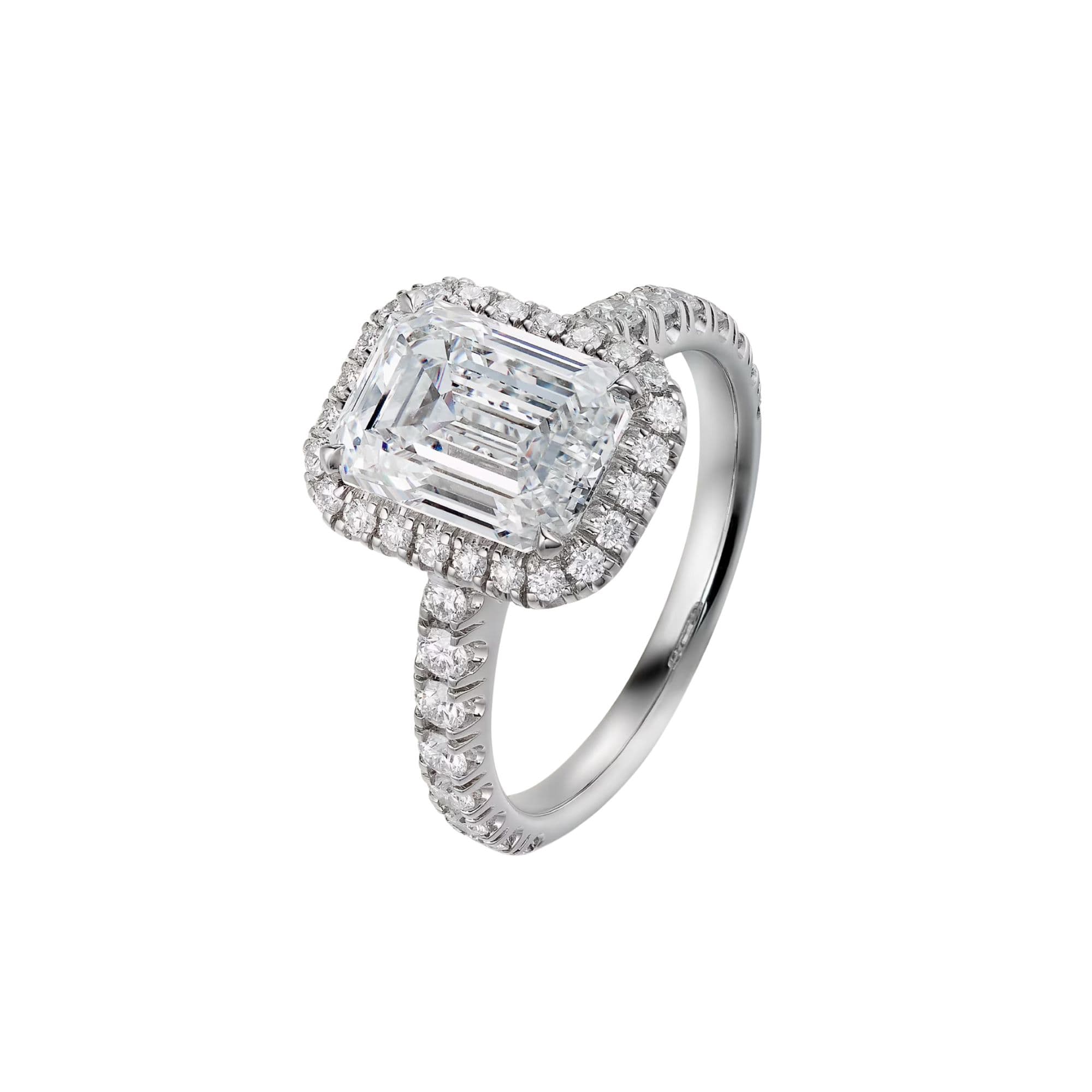 Destinée Emerald-Cut Diamond Solitaire Ring in Platinum or Gold